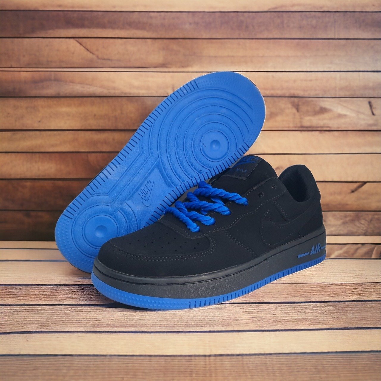 Air Force 1 || Color – Black & Blue - Blue Sole || Low Neck || Grade – OEM