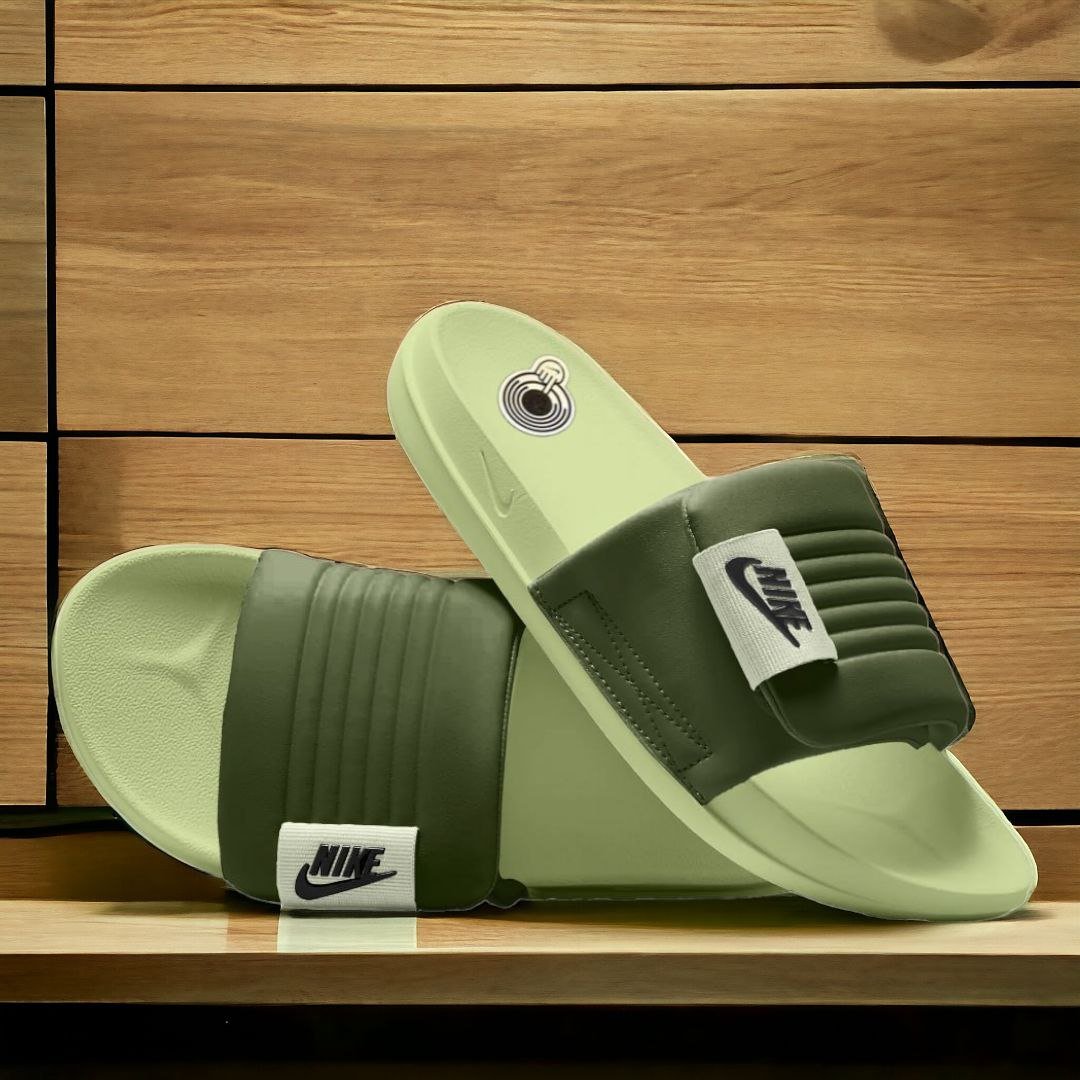 Nike Slides || Color - Green with Strap with white logo || Imported