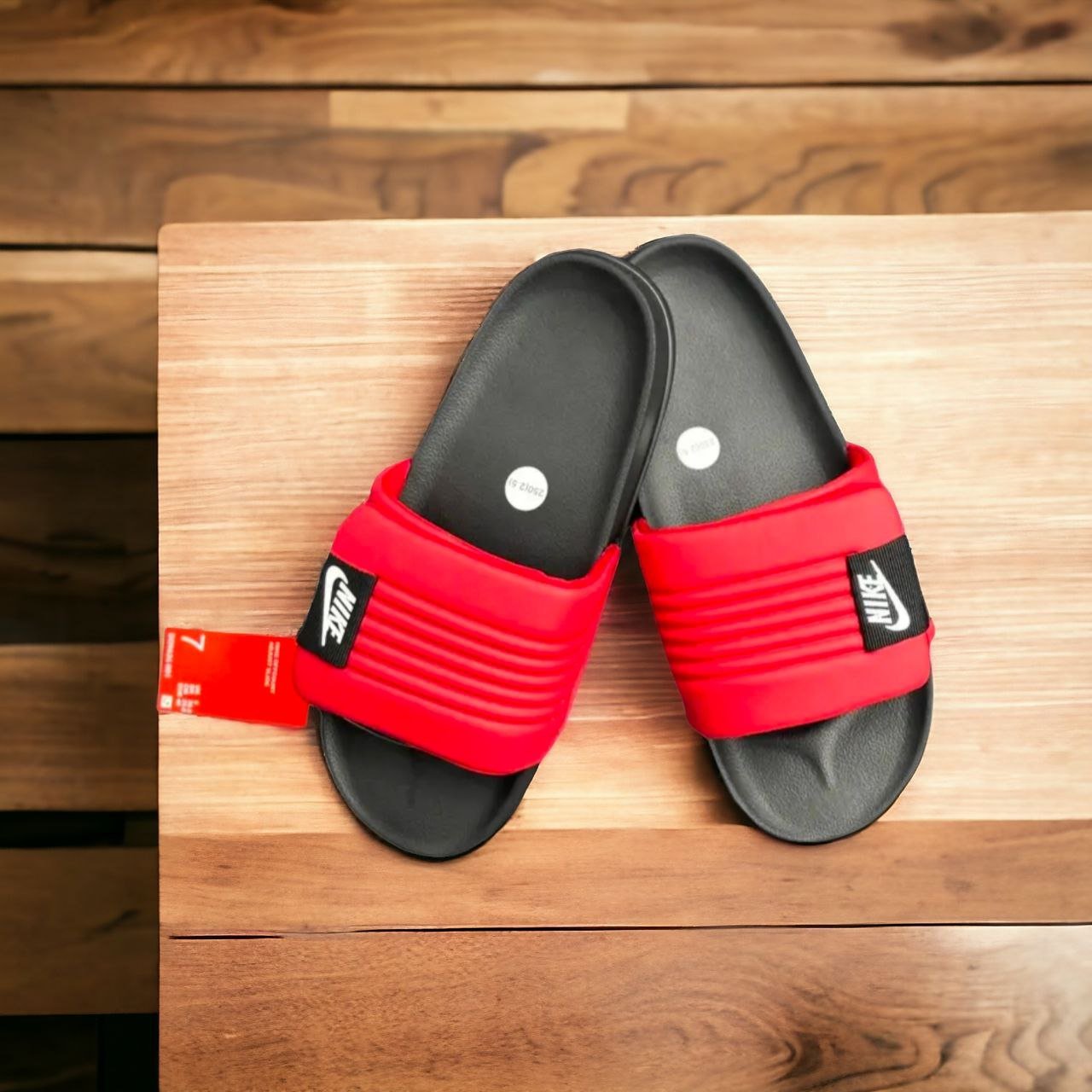 Nike Slides || Color - Black & Red with Strap with Black logo || Imported