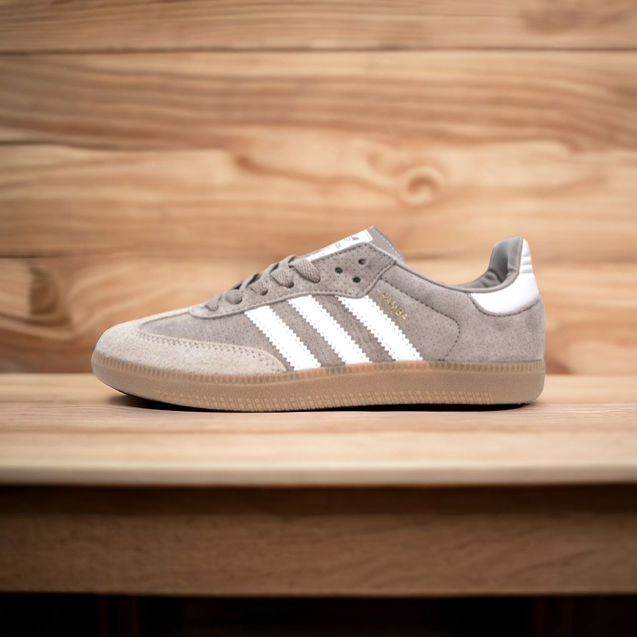 Adidas Samba || Color - Ash & White || Low Neck || Grade - OEM